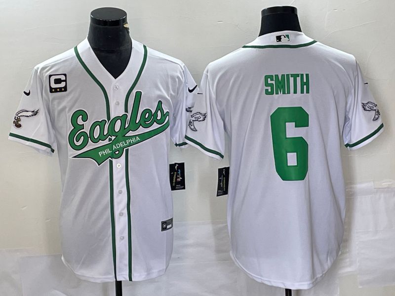 Men Philadelphia Eagles #6 Smith White Co Branding Game NFL Jersey style 6